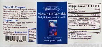 Allergy Research Group Vitamin D3 Complete - supplement