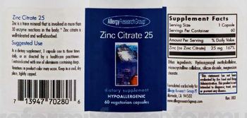 Allergy Research Group Zinc Citrate 25 - supplement