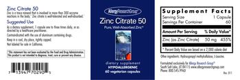 Allergy Research Group Zinc Citrate 50 - supplement