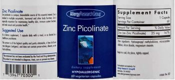 Allergy Research Group Zinc Picolinate - supplement