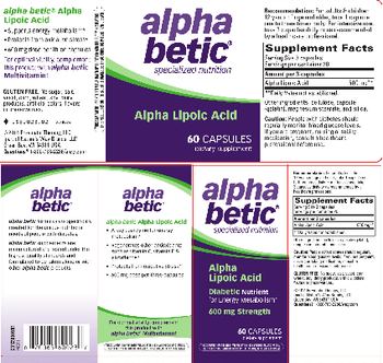 Alpha Betic Alpha Lipoic Acid 600 mg - supplement