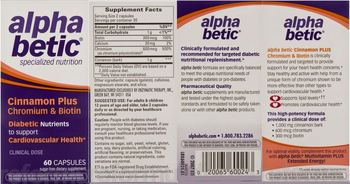 Alpha Betic Cinnamon Plus Chromium & Biotin - supplement