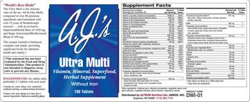 Altrum Nutrition A.J.'s Ultra Multi Without Iron - vitamin mineral superfood herbal supplement