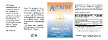 Altrum Orange Juice Chewable C Natural Orange & Honey Plus Bioflavonoids - vitamin c supplement