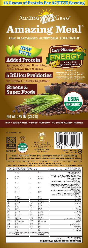 Amazing Grass Amazing Meal Cafe Mocha - raw plantbased nutritional supplement