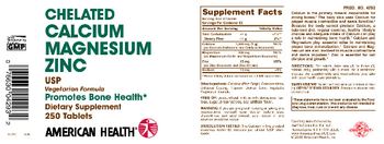 American Health Chelated Calcium Magnesium Zinc - supplement