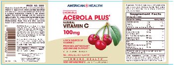 American Health Chewable Acerola Plus Natural Vitamin C 100 mg Natural Berry Flavor - supplement