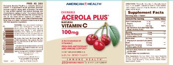 American Health Chewable Acerola Plus Natural Vitamin C 100 mg Natural Berry Flavor - supplement