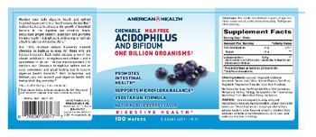 American Health Chewable Acidophilus And Bifidum Natural Blueberry Flavor - supplement