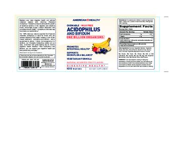 American Health Chewable Milk Free Acidophilus And Bifidum Natural Assorted Fruit Flavors - supplement