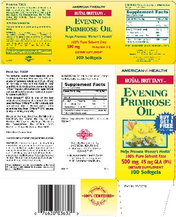 American Health Royal Brittany Evening Primrose Oil 500 mg - supplement