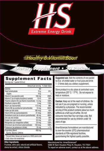 AmeriSciences HS Extreme Energy Drink - supplement