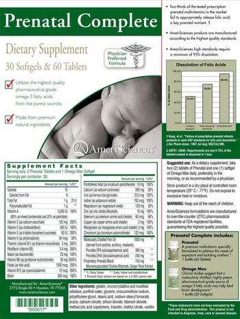 AmeriSciences Prenatal Complete - supplement