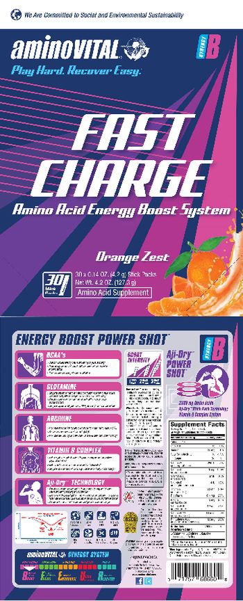Amino VITAL Fast Charge Orange Zest Flavor - amino acid supplement
