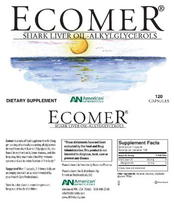 AN American Nutriceuticals Ecomer Shark Liver Oil-Alkylglycerols - supplement