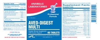 Anabolic Laboratories Aved-Digest Multi - vitamin mineral supplement with enzyme support