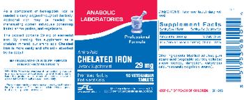 Anabolic Laboratories Chelated Iron 29 mg - supplement