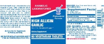 Anabolic Laboratories High Allicin Garlic - supplement
