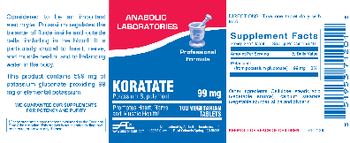 Anabolic Laboratories Koratate 99 mg - potassium supplement