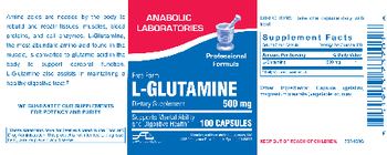 Anabolic Laboratories L-Glutamine 500 mg - supplement