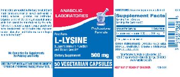 Anabolic Laboratories L-Lysine 500 mg - supplement