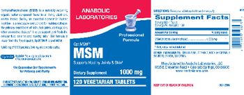 Anabolic Laboratories MSM 1000 mg - supplement