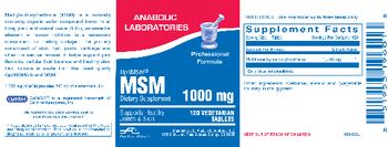 Anabolic Laboratories MSM 1000 mg - supplement