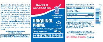 Anabolic Laboratories Ubiquinol Prime 60 mg - supplement