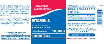 Anabolic Laboratories Vitamin A 10,000 IU - supplement