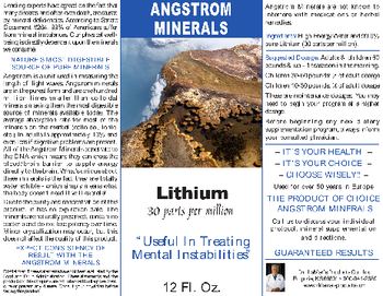 Angstrom Minerals Lithium - 
