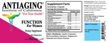 Antiaging Institute Of California Function for Women - supplement