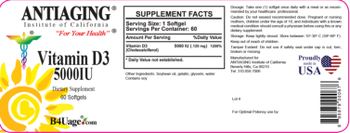 Antiaging Institute Of California Vitamin D3 5000 IU - supplement