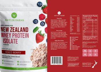 Antler Farms New Zealand Whey Protein Isolate Mixed Berry - supplement