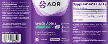 AOR Advanced Orthomolecular Research Advanced Breath Biotics Wintermint Flavour with Blis K12 - supplement