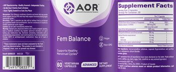 AOR Advanced Orthomolecular Research Advanced Fem Balance - supplement