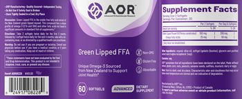 AOR Advanced Orthomolecular Research Advanced Green Lipped FFA - supplement