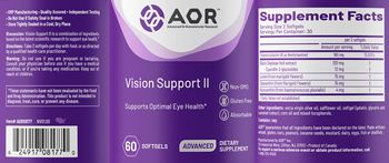 AOR Advanced Orthomolecular Research Advanced Vision Support II - supplement