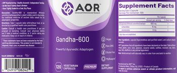 AOR Advanced Orthomolecular Research Premium Gandha-600 - supplement