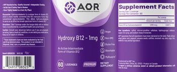 AOR Advanced Orthomolecular Research Premium Hydroxy B12 - 1mg - supplement