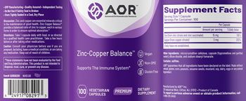 AOR Advanced Orthomolecular Research Premium Zinc-Copper Balance - supplement