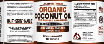 Arazo Nutrition Organic Coconut Oil - supplement