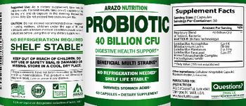 Arazo Nutrition Probiotic 40 Billion CFU - supplement