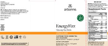 Arbonne EnergyFizz Ginseng Fizz Sticks Citrus Flavor - supplement
