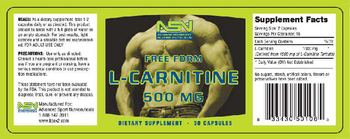 ASN Advanced Sport Nutriceuticals Free Form L-Carnitine 500 mg - supplement