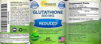 Asquared Nutrition Reduced Glutathione 500 mg - supplement