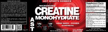 AST Sports Science Micronized Creatine Monohydrate - supplement