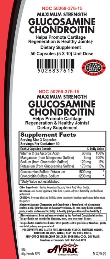 AvPak Maximum Strength Glucosamine Chondroitin - supplement