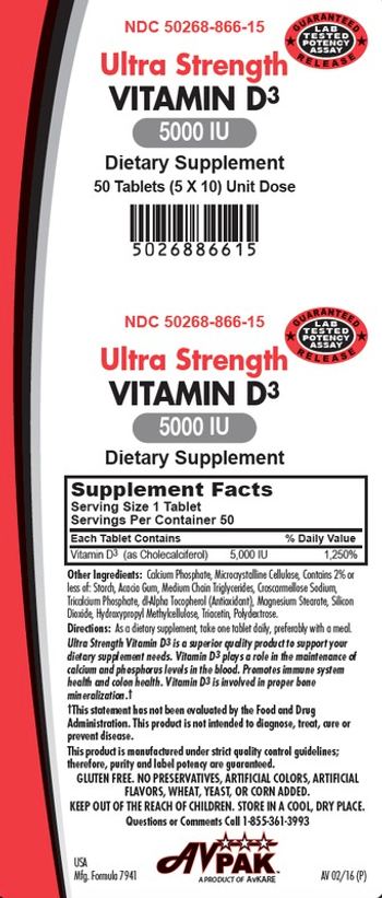 AvPak Ultra Strength Vitamin D3 5000 IU - supplement