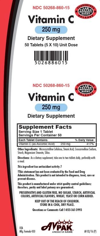 AvPak Vitamin C 250 mg - supplement