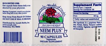 Ayush Herbs Neem Plus - supplement
